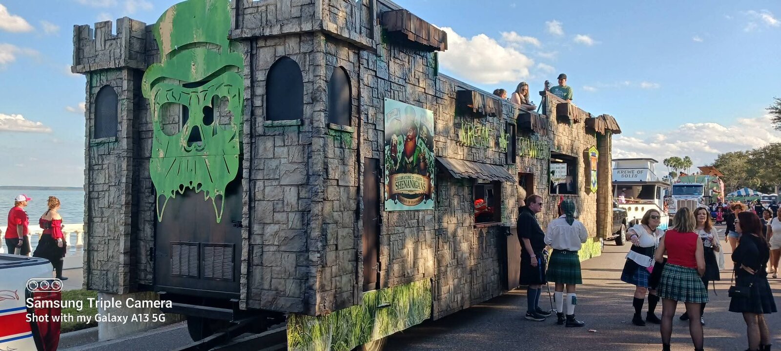 The Krewe of Shamrock castle float, Celebrating 25 Years of Shenanigans
