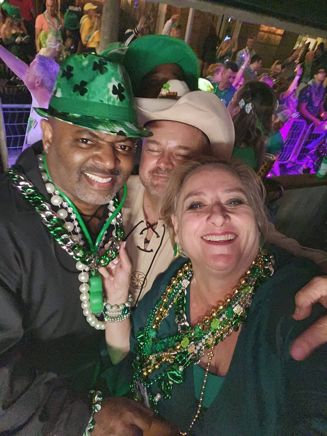 A large group of smiling Krewe of Shamrock members together